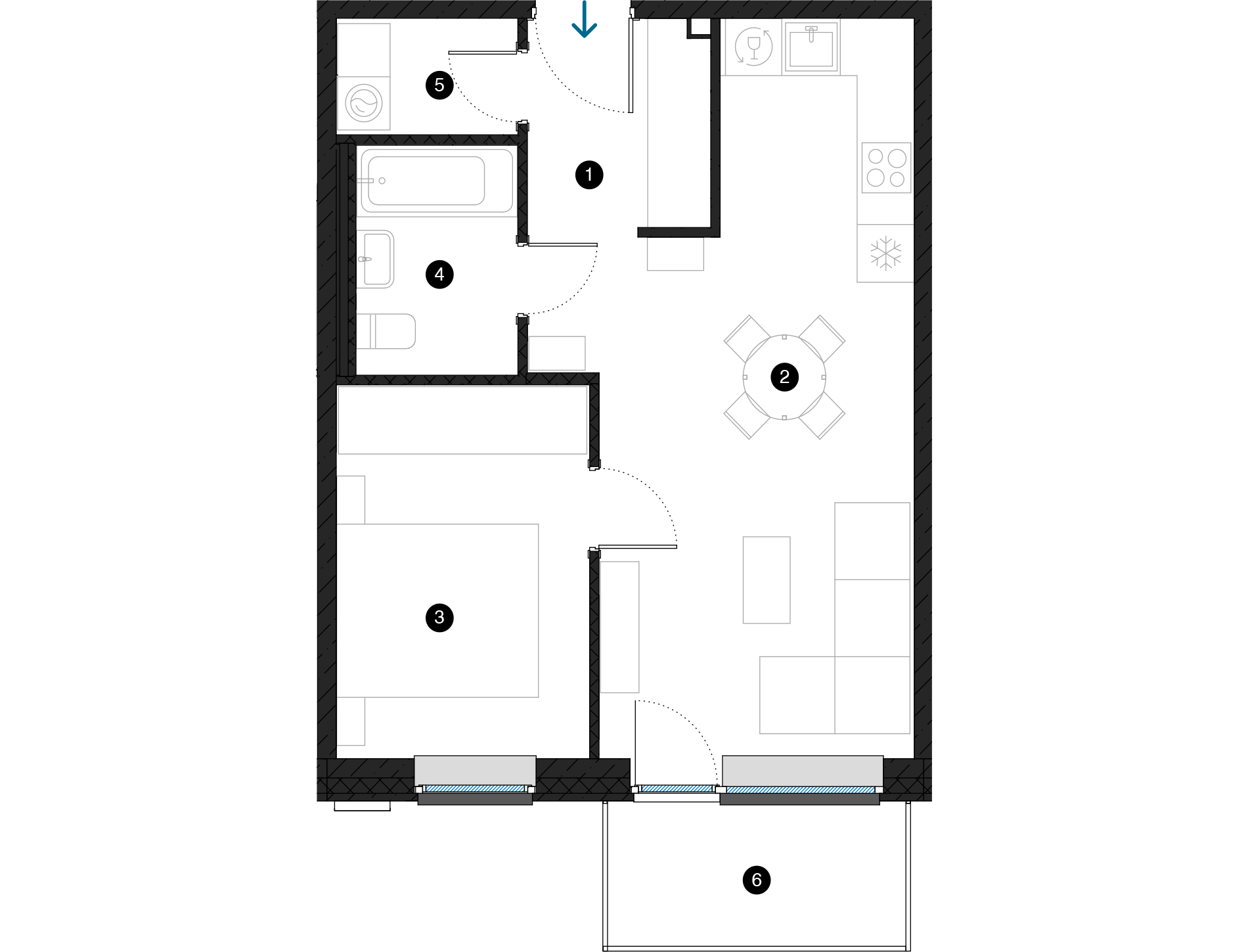 Pillar Jaunie dzīvokļi Dreiliņu priedes plānojums