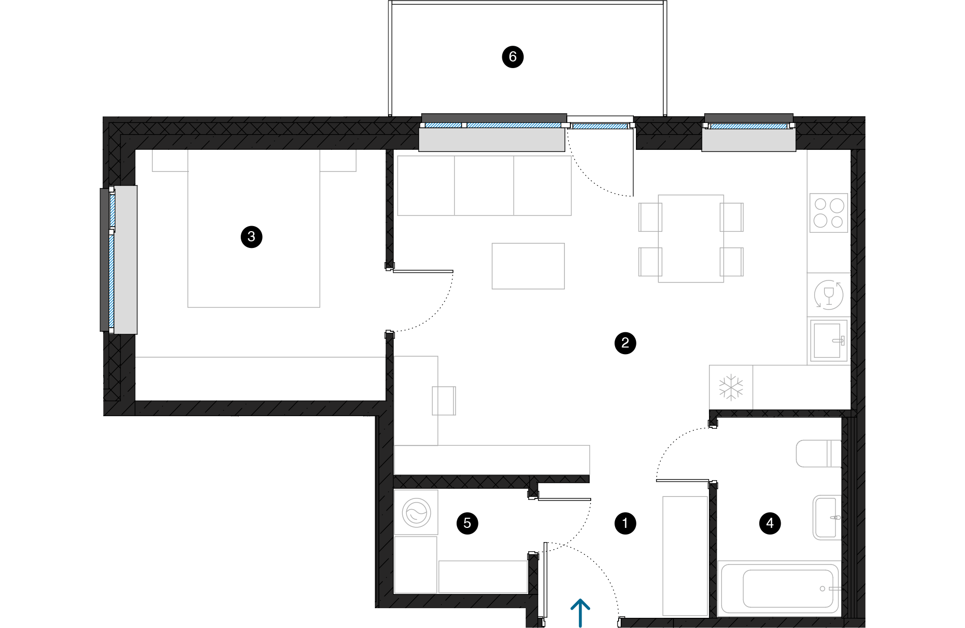 Pillar Jaunie dzīvokļi Dreiliņu priedes plānojums