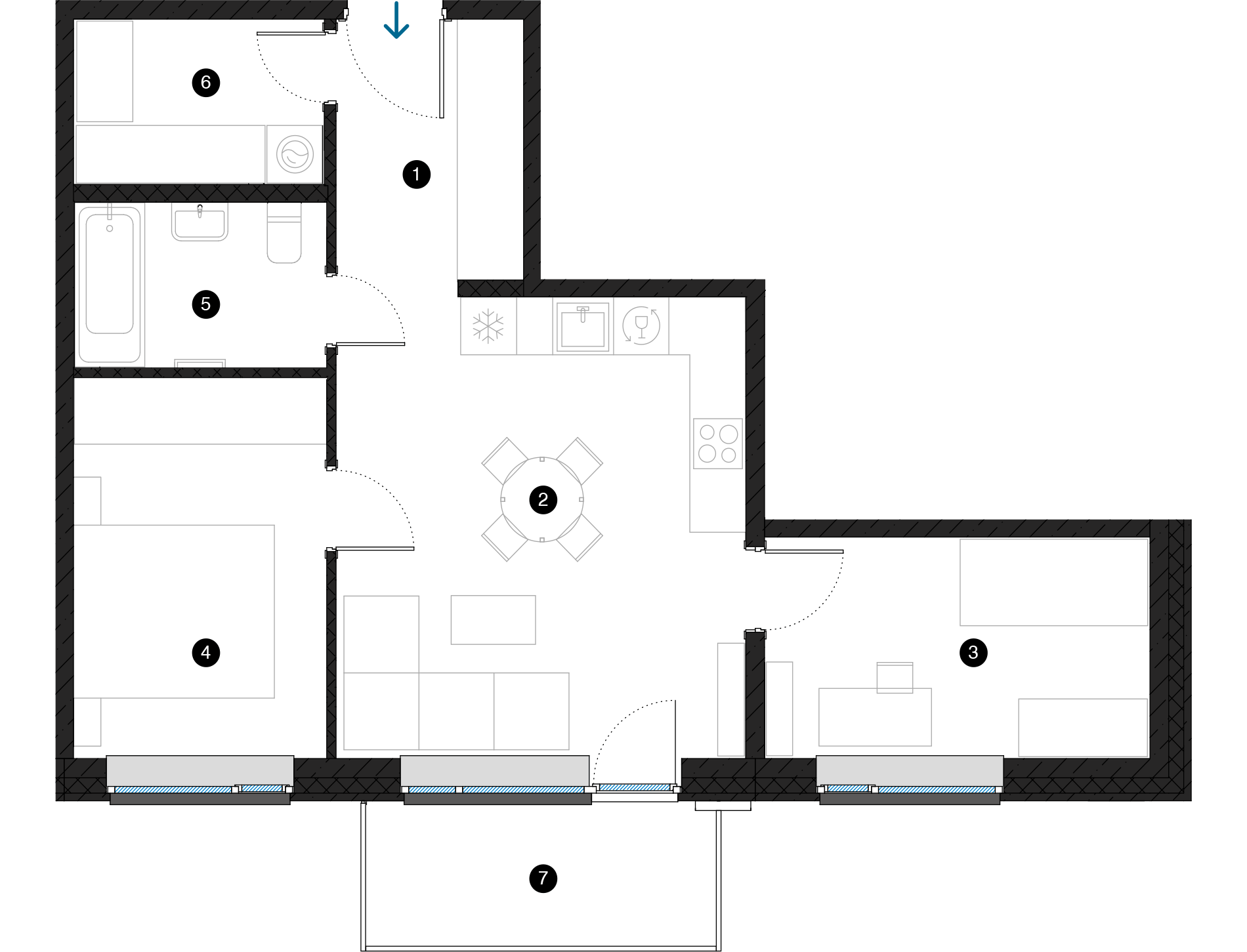 Pillar Jaunie dzīvokļi Dreiliņu priedes plānojums