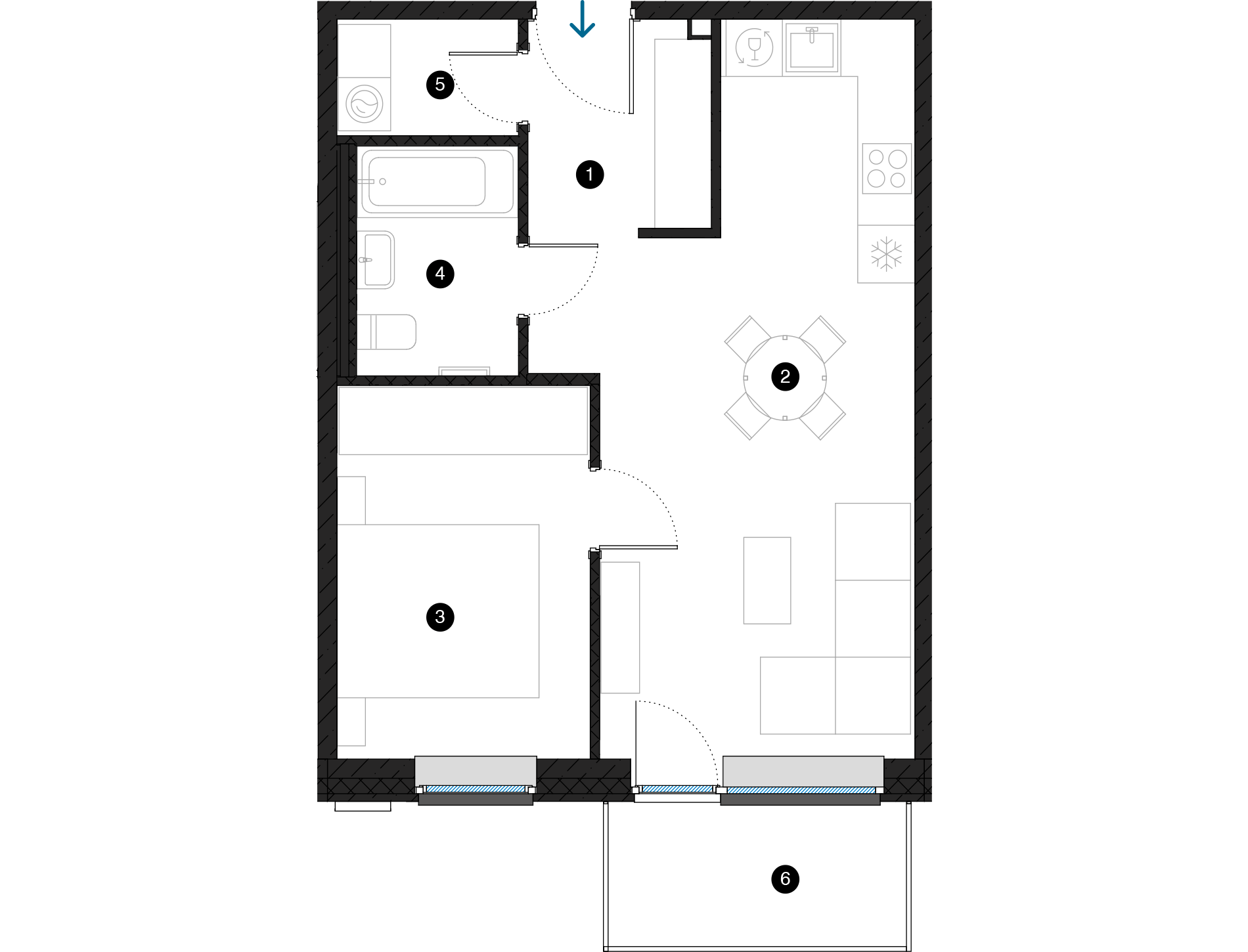 Pillar Jaunie dzīvokļi Dreiliņu priedes plānojums