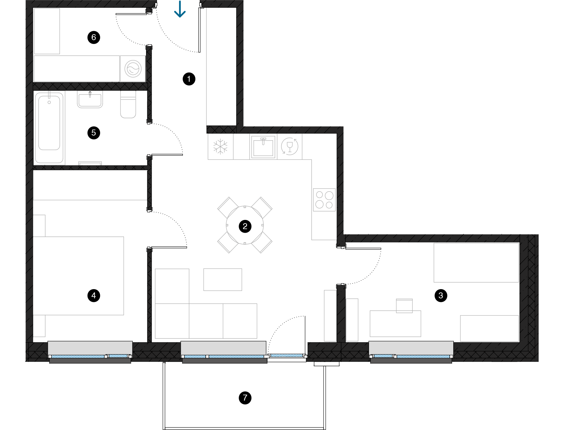 Pillar Jaunie dzīvokļi Dreiliņu priedes plānojums