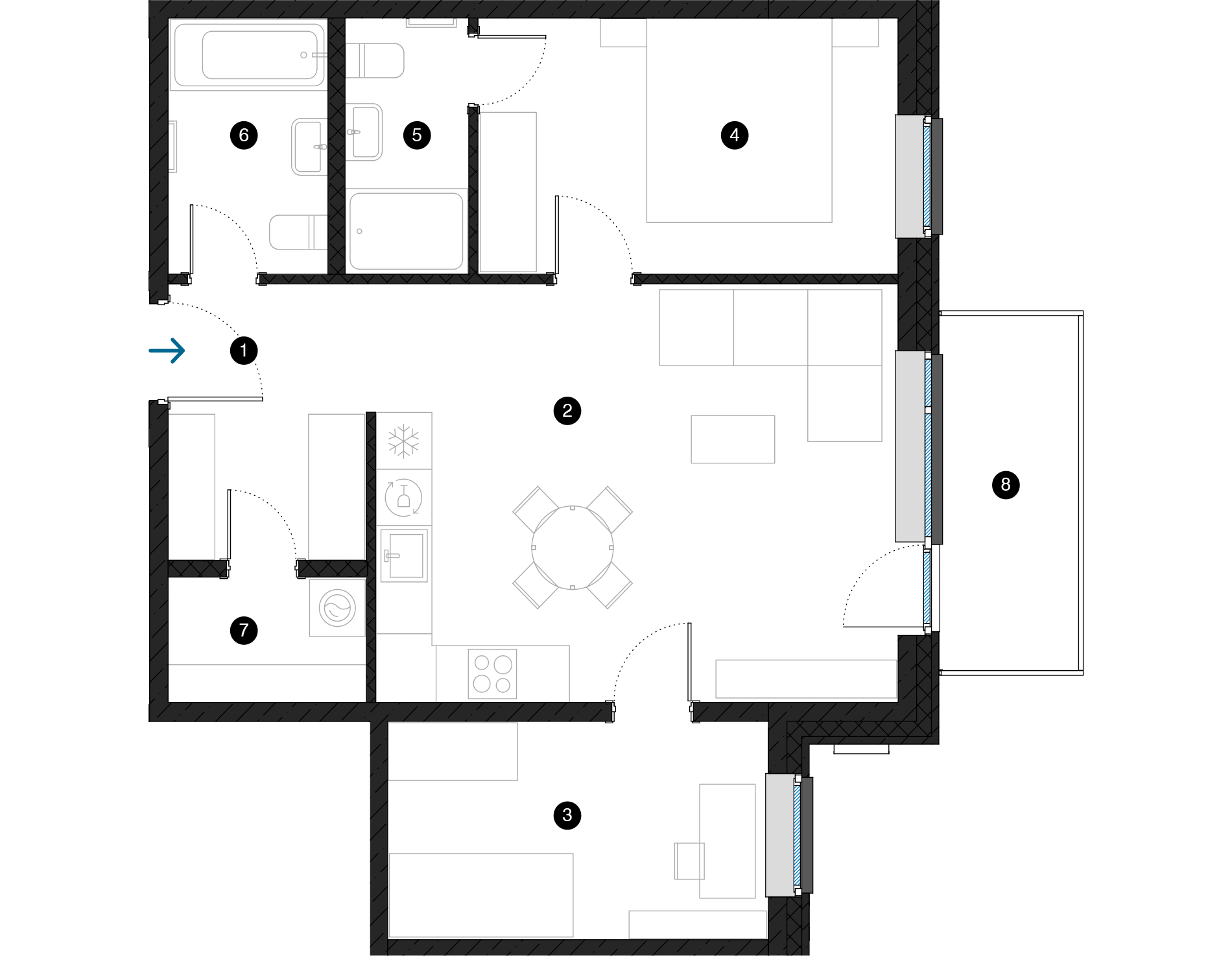 Pillar Jaunie dzīvokļi Dreiliņu priedes plānojums