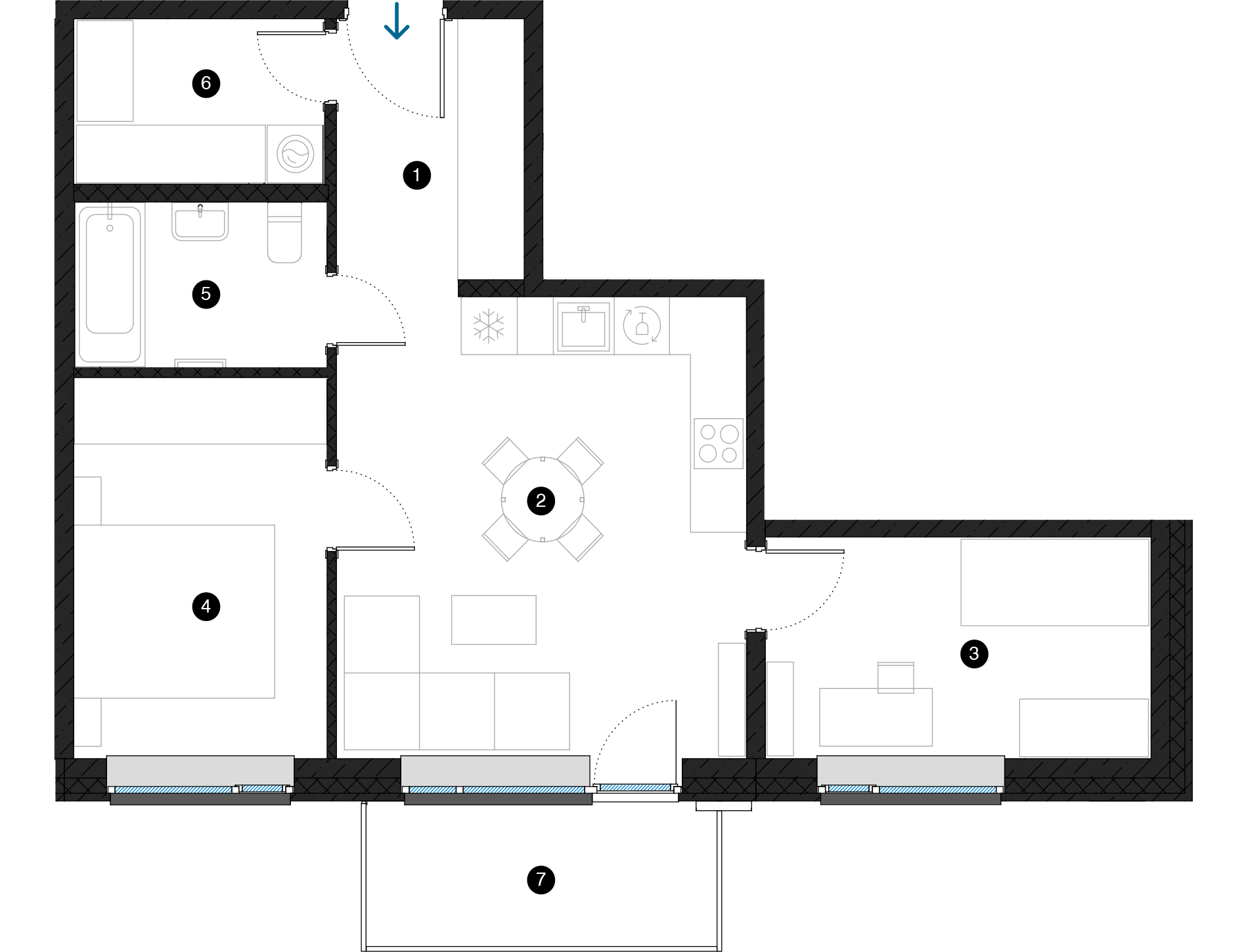 Pillar Jaunie dzīvokļi Dreiliņu priedes plānojums