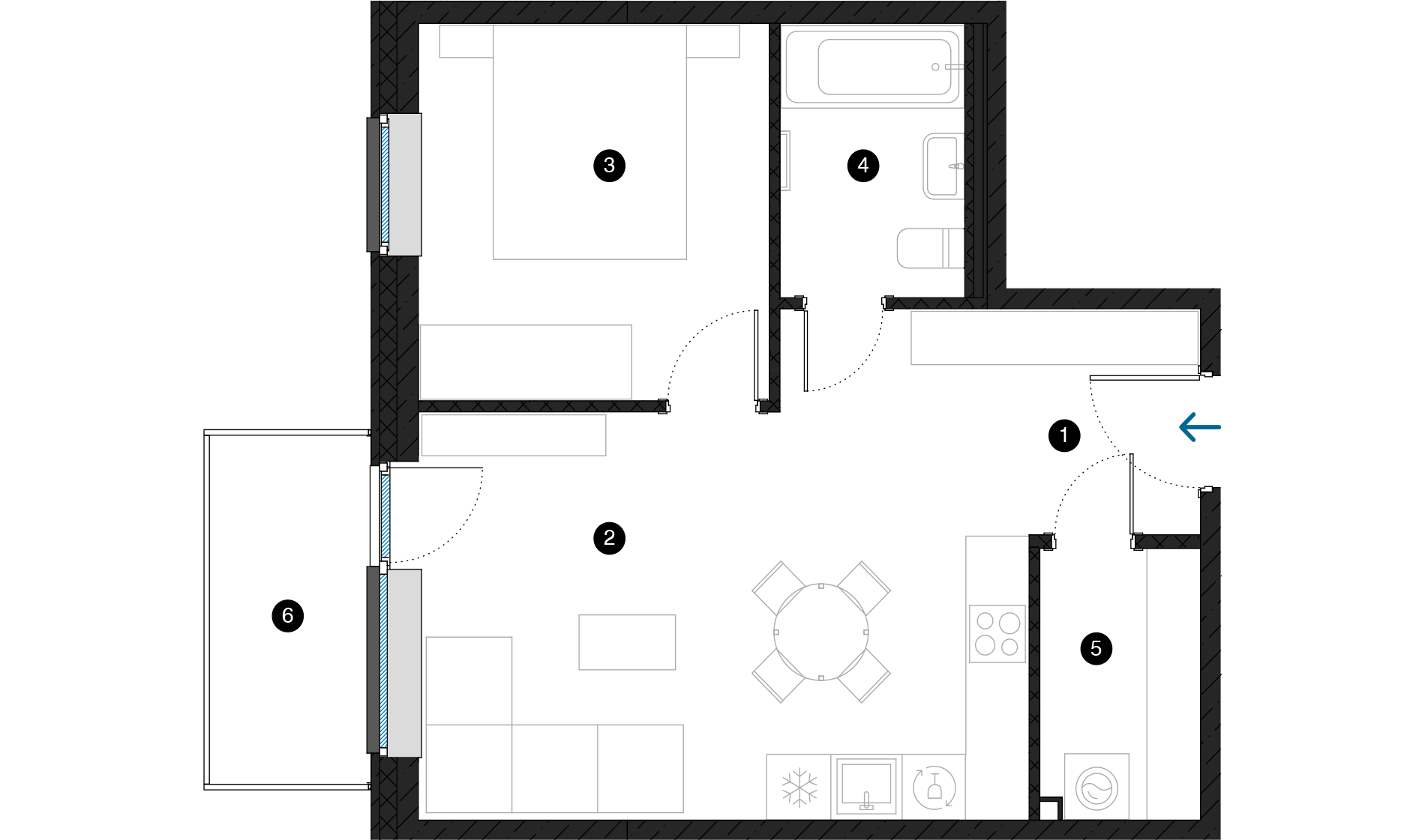 Pillar Jaunie dzīvokļi Dreiliņu priedes plānojums