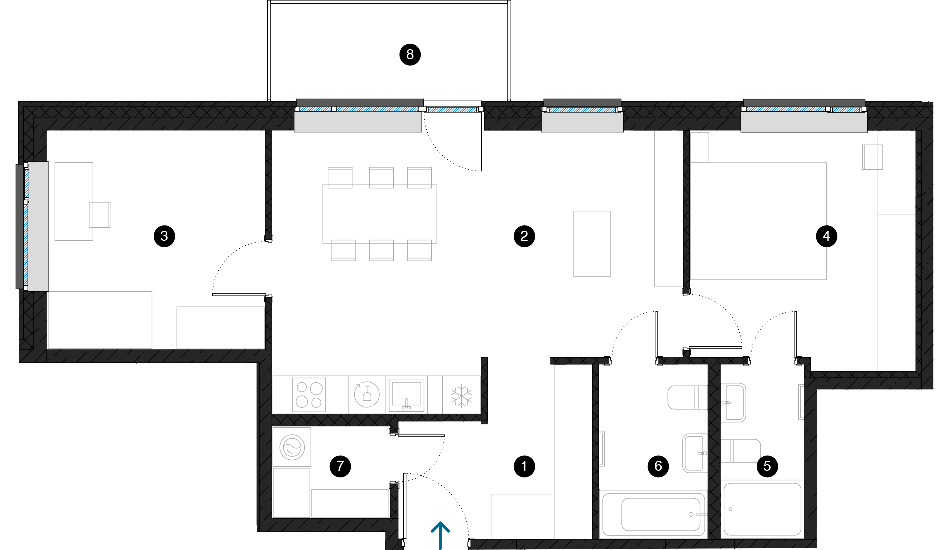 Pillar Jaunie dzīvokļi Dreiliņu priedes plānojums