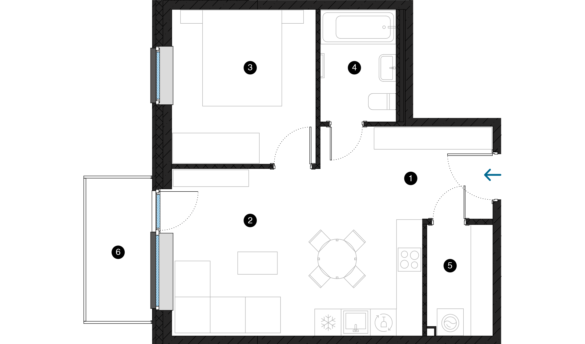 Pillar Jaunie dzīvokļi Dreiliņu priedes plānojums