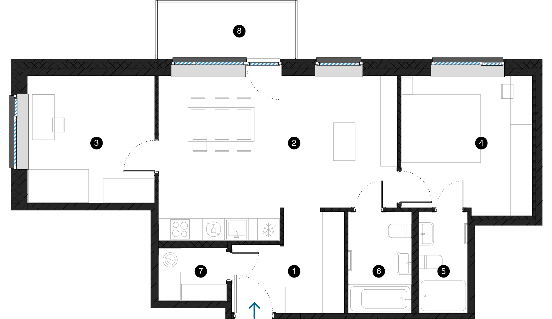 Pillar Jaunie dzīvokļi Dreiliņu priedes plānojums