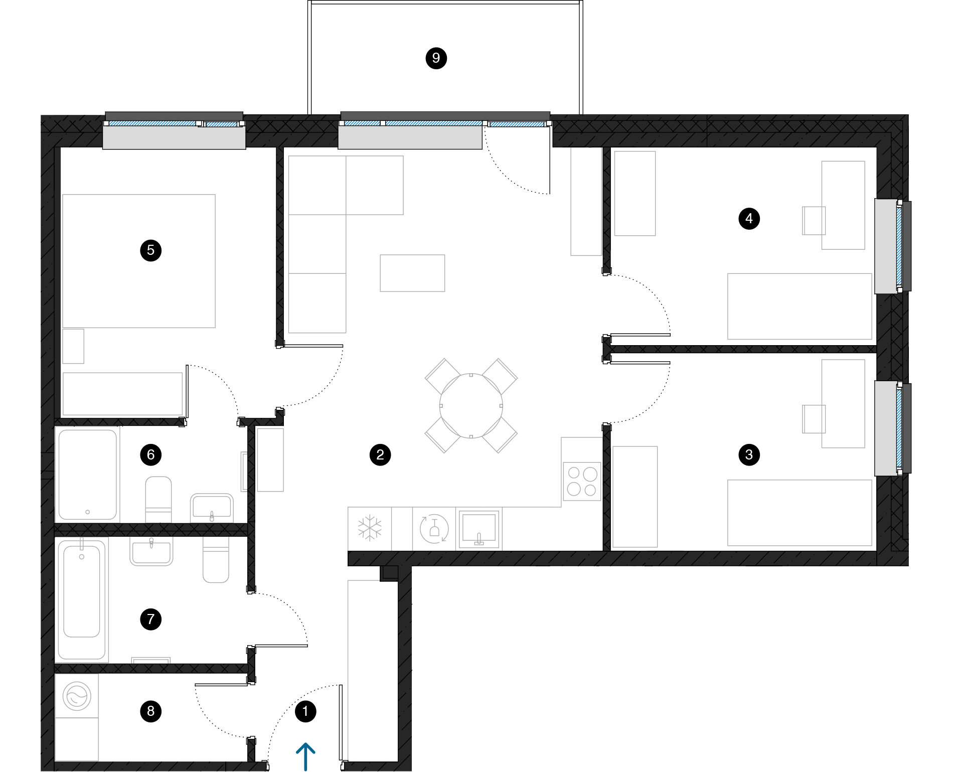 Pillar Jaunie dzīvokļi Dreiliņu priedes plānojums