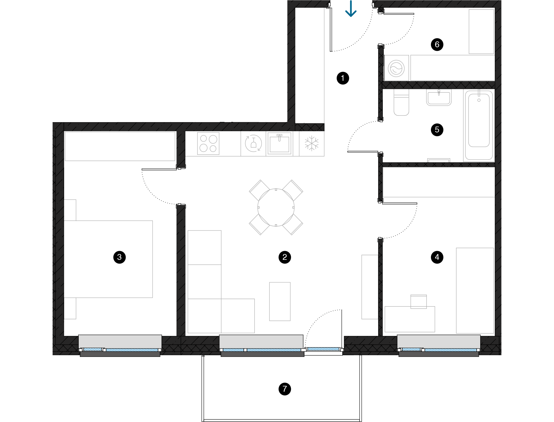 Pillar Jaunie dzīvokļi Dreiliņu priedes plānojums