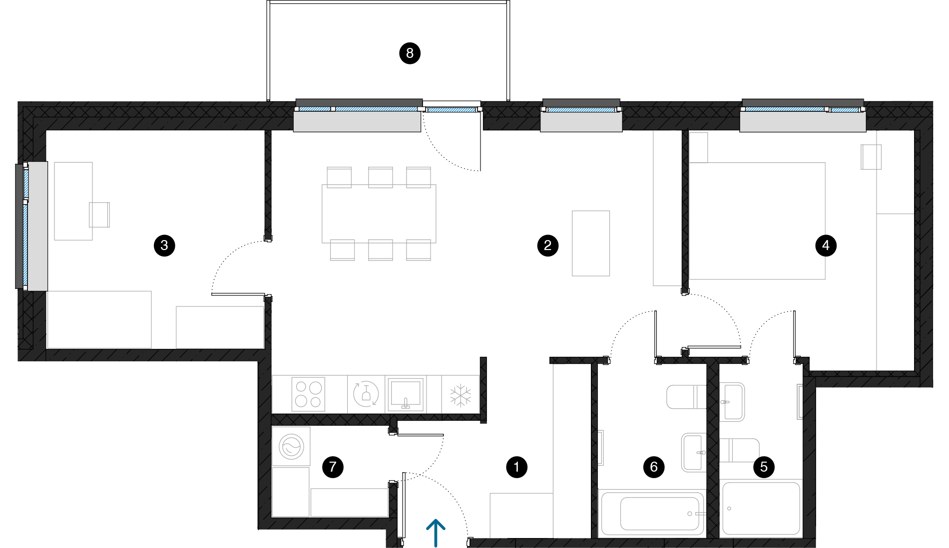 Pillar Jaunie dzīvokļi Dreiliņu priedes plānojums