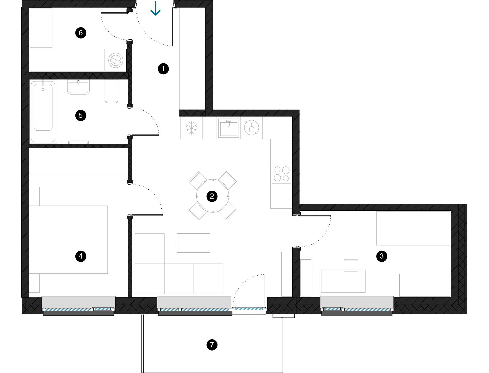 Pillar Jaunie dzīvokļi Dreiliņu priedes plānojums