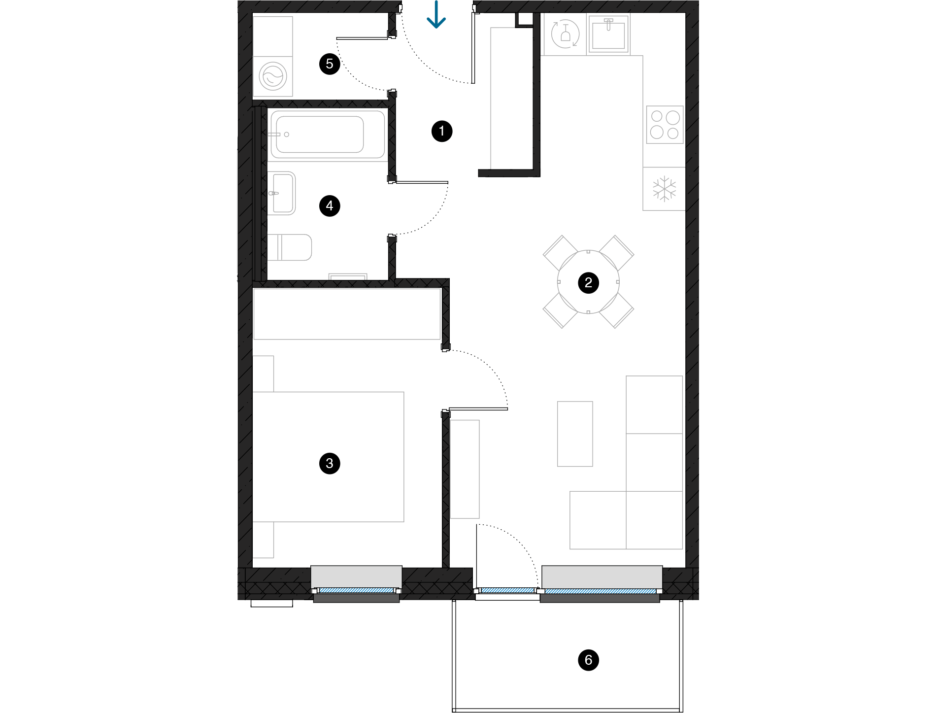 Pillar Jaunie dzīvokļi Dreiliņu priedes plānojums