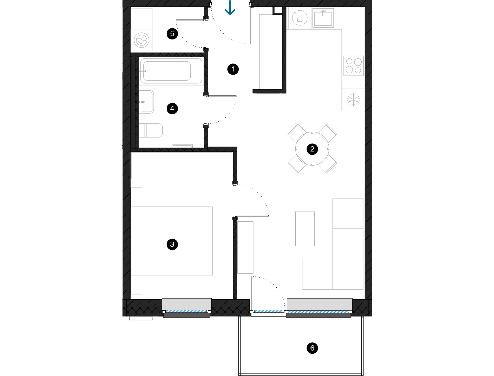 Pillar Jaunie dzīvokļi Dreiliņu priedes plānojums