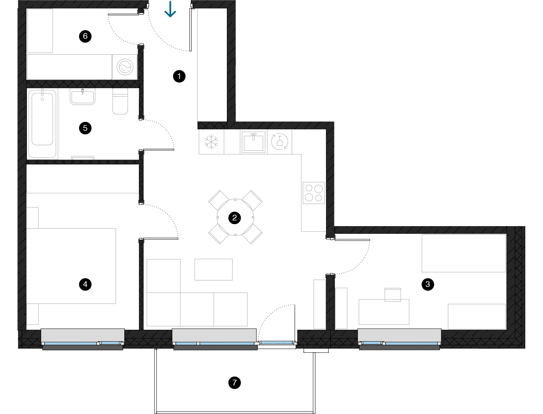 Pillar Jaunie dzīvokļi Dreiliņu priedes plānojums