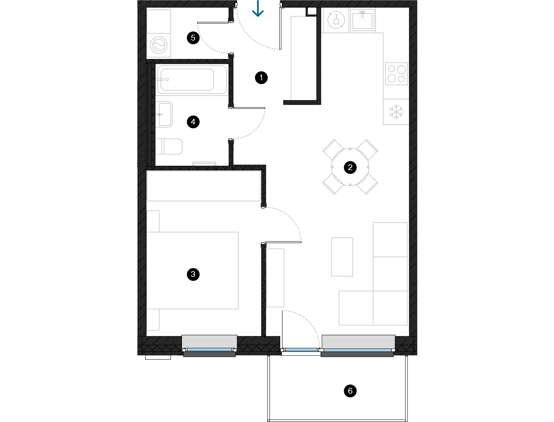 Pillar Jaunie dzīvokļi Dreiliņu priedes plānojums