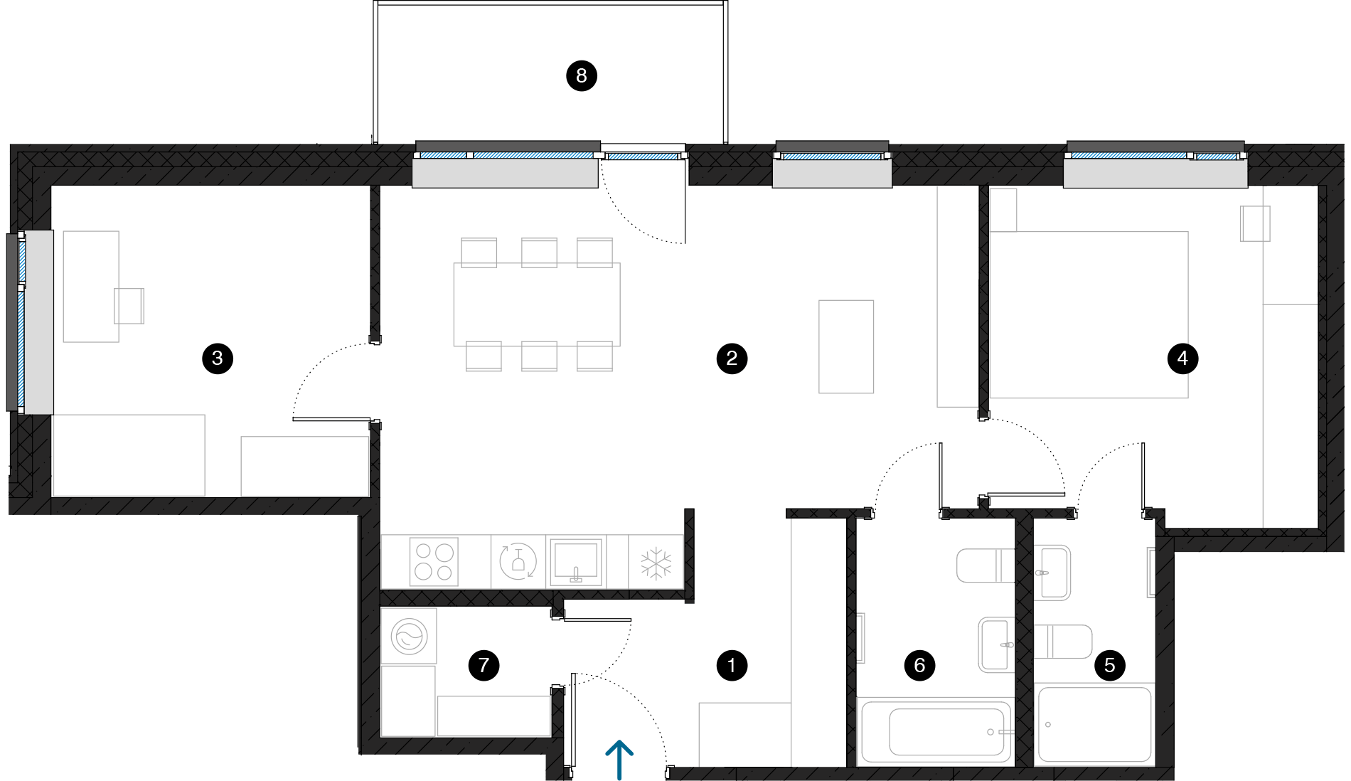 Pillar Jaunie dzīvokļi Dreiliņu priedes plānojums