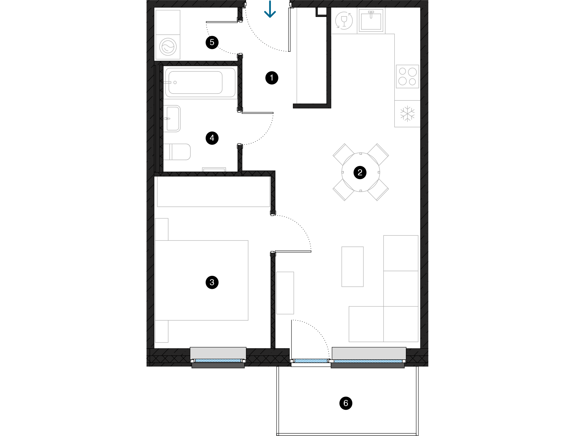 Pillar Jaunie dzīvokļi Dreiliņu priedes plānojums