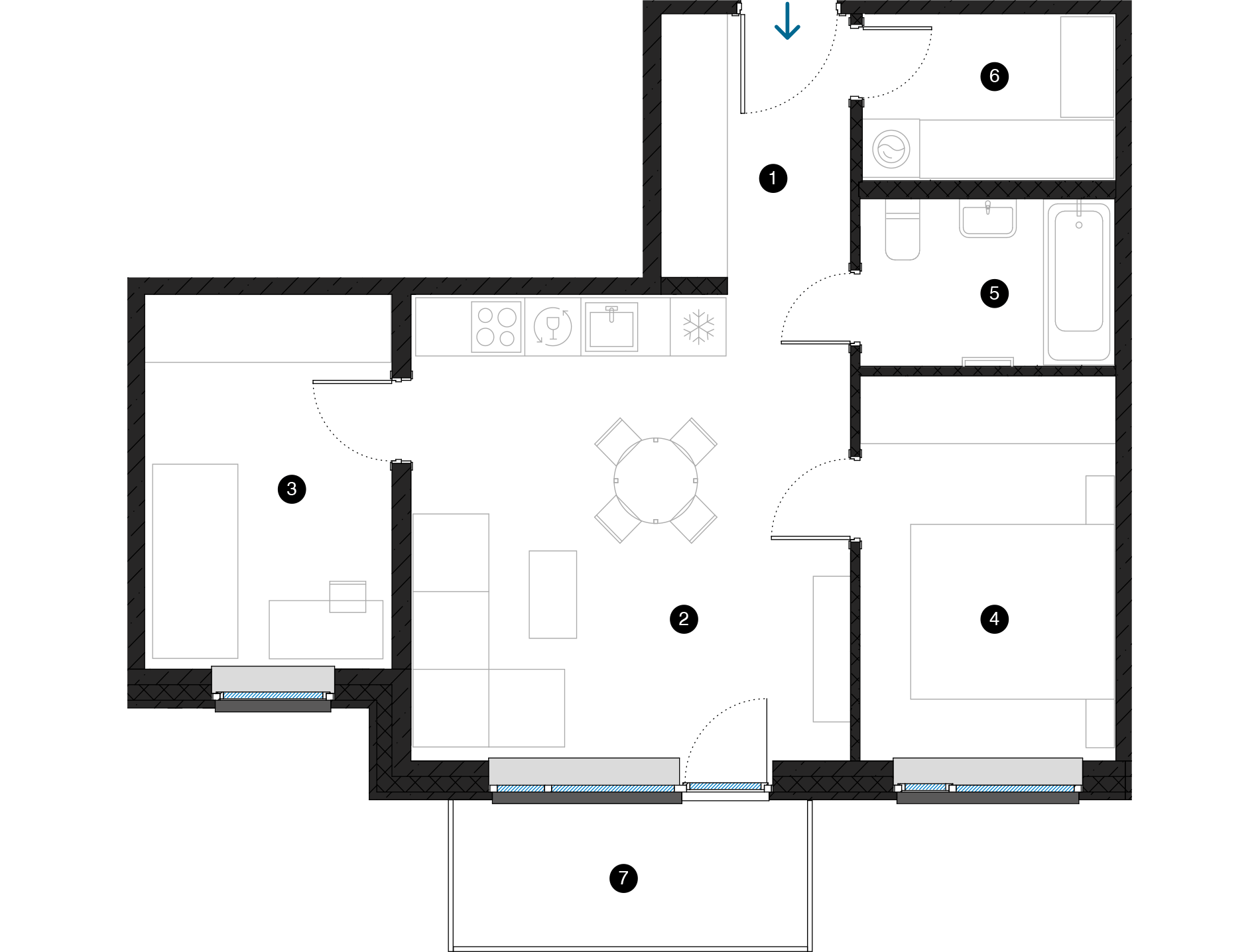 Pillar Jaunie dzīvokļi Dreiliņu priedes plānojums