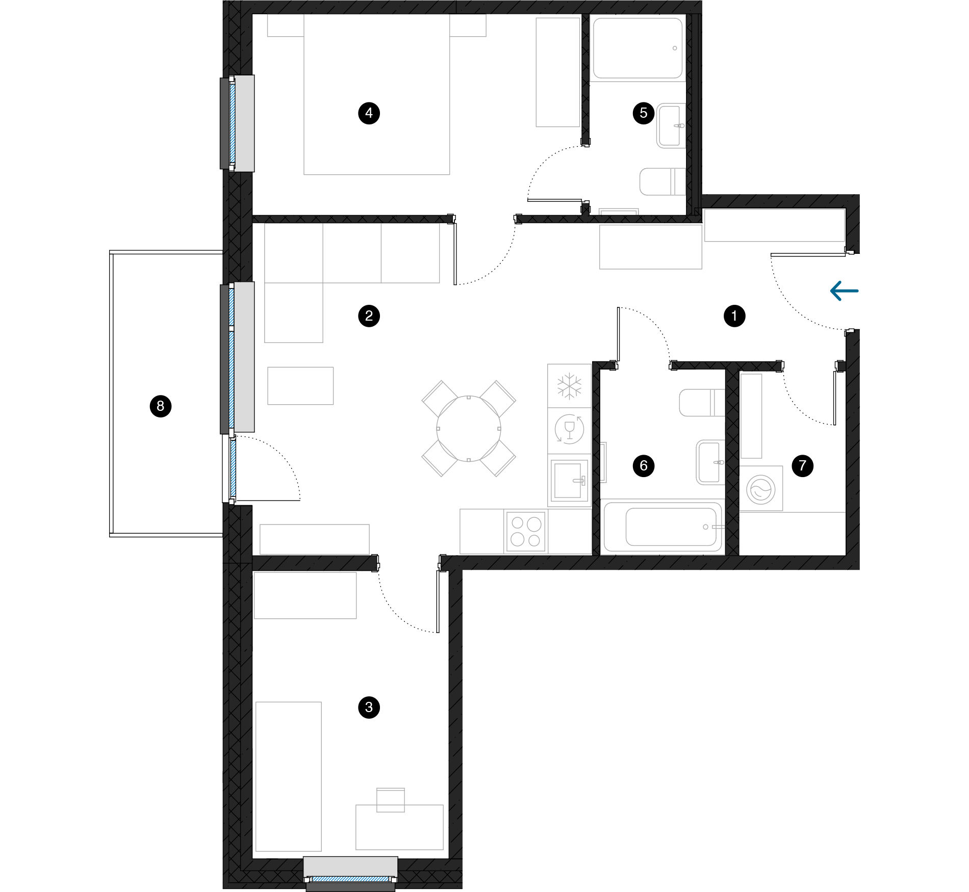 Pillar Jaunie dzīvokļi Dreiliņu priedes plānojums