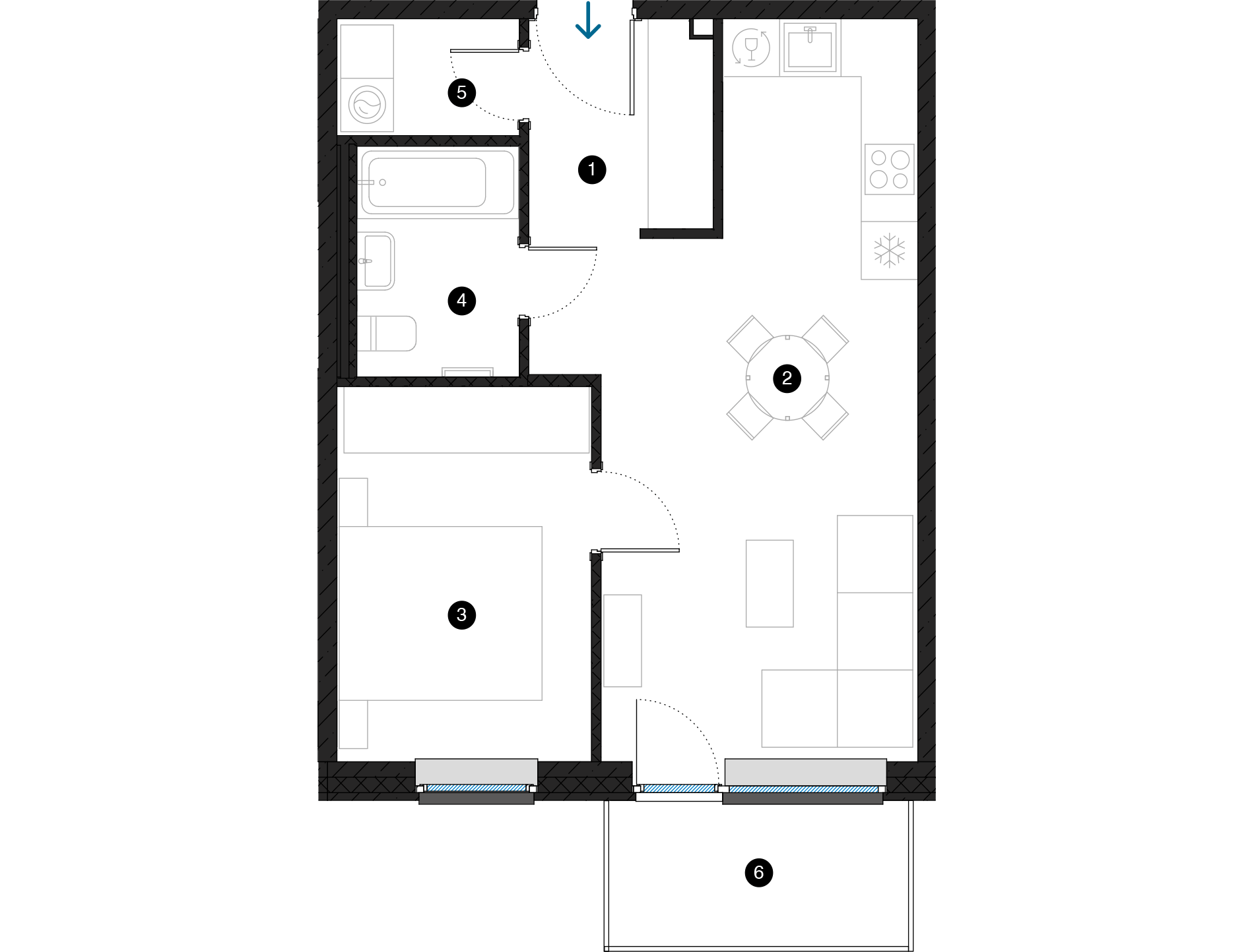 Pillar Jaunie dzīvokļi Dreiliņu priedes plānojums