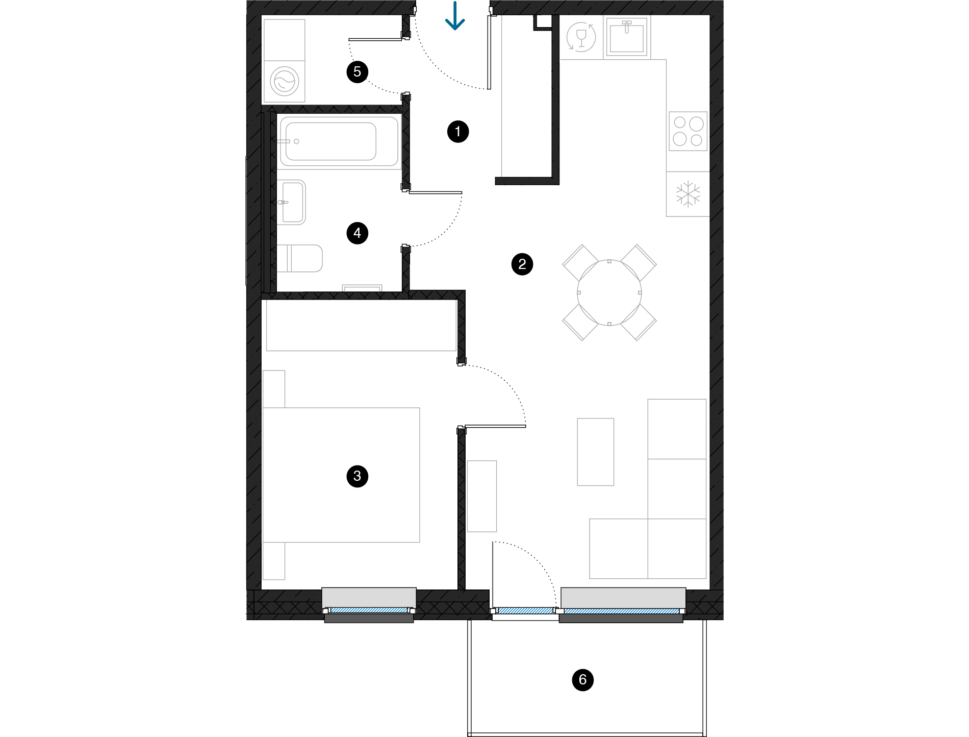 Pillar Jaunie dzīvokļi Dreiliņu priedes plānojums