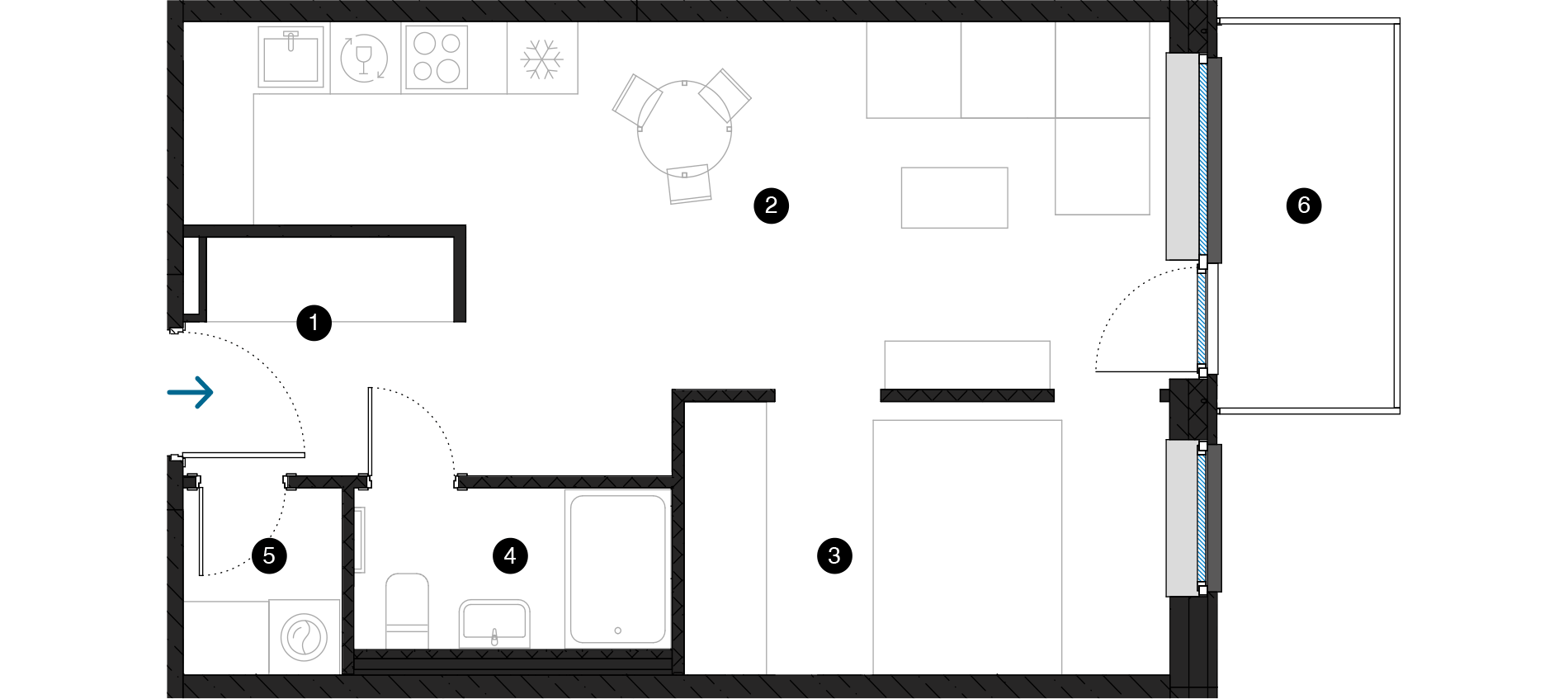 Pillar Jaunie dzīvokļi Dreiliņu priedes plānojums