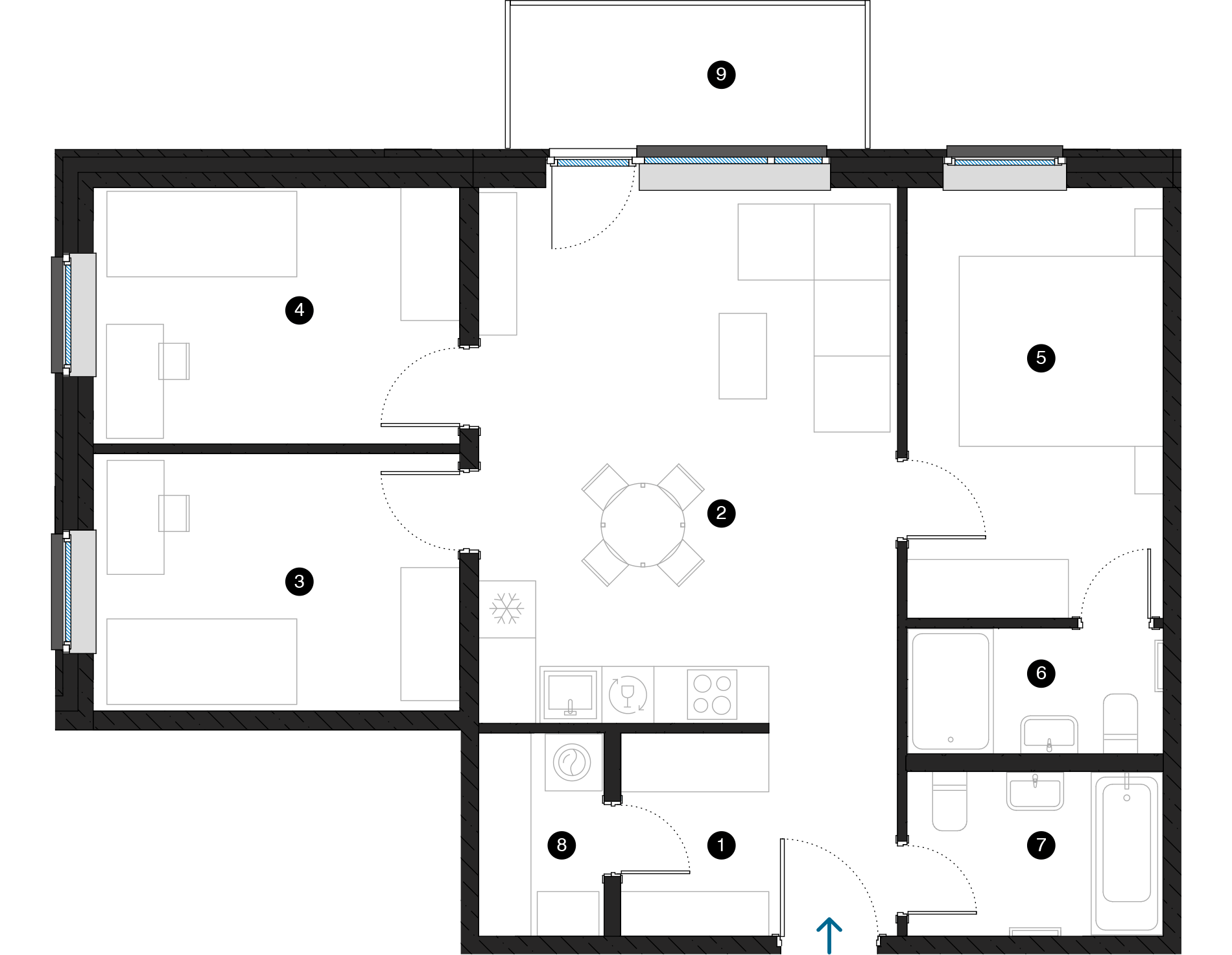 Pillar Jaunie dzīvokļi Dreiliņu priedes plānojums