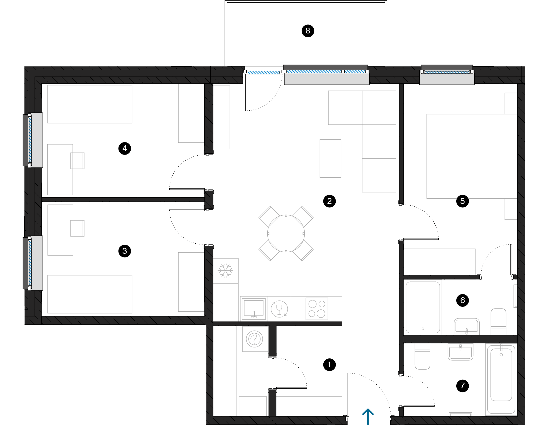 Pillar Jaunie dzīvokļi Dreiliņu priedes plānojums