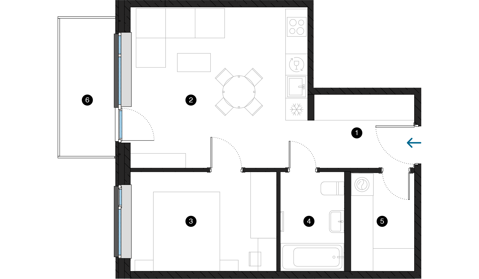 Pillar Jaunie dzīvokļi Dreiliņu priedes plānojums