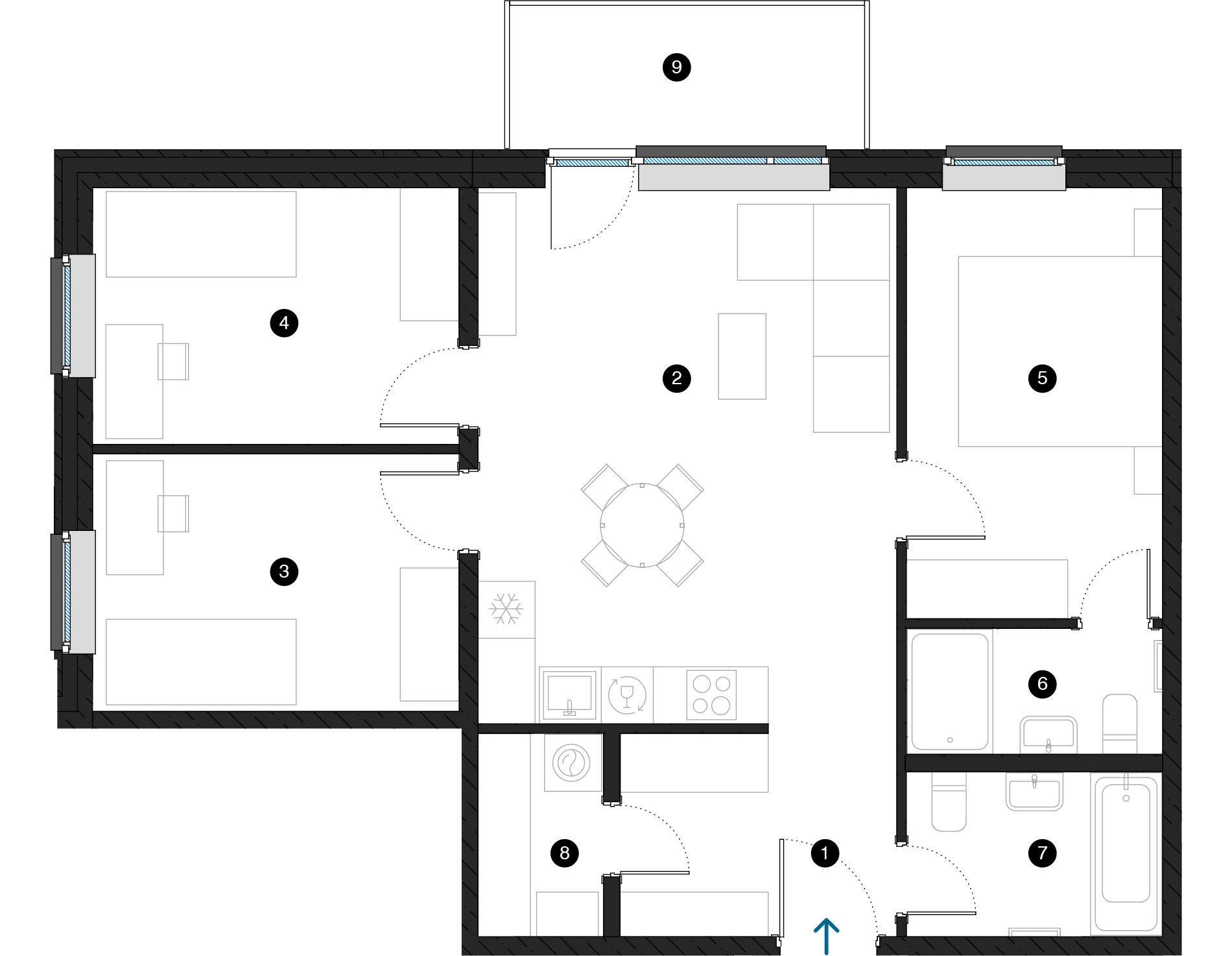 Pillar Jaunie dzīvokļi Dreiliņu priedes plānojums