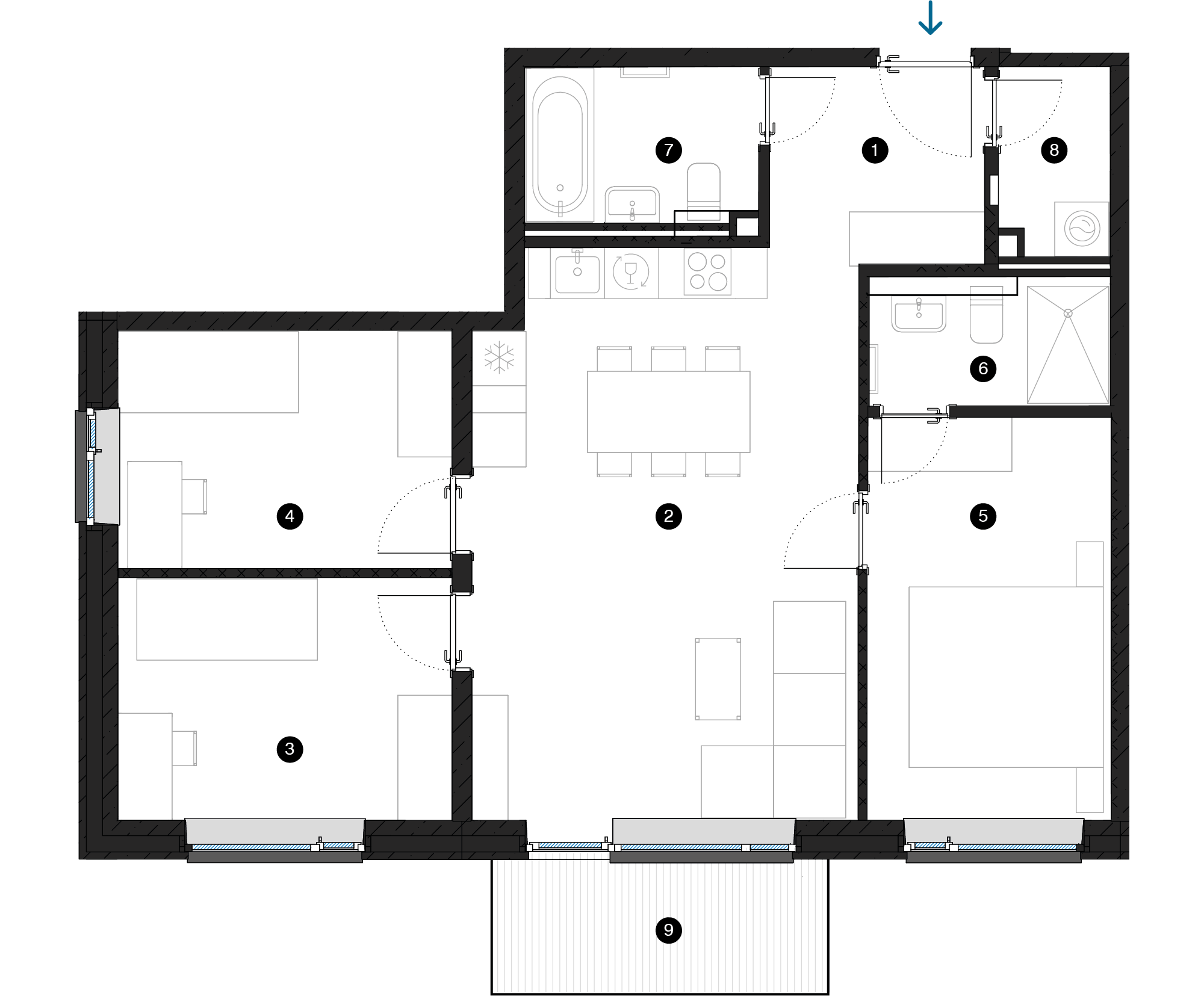 Pillar Jaunie dzīvokļi Iļģuciema mājas plānojums
