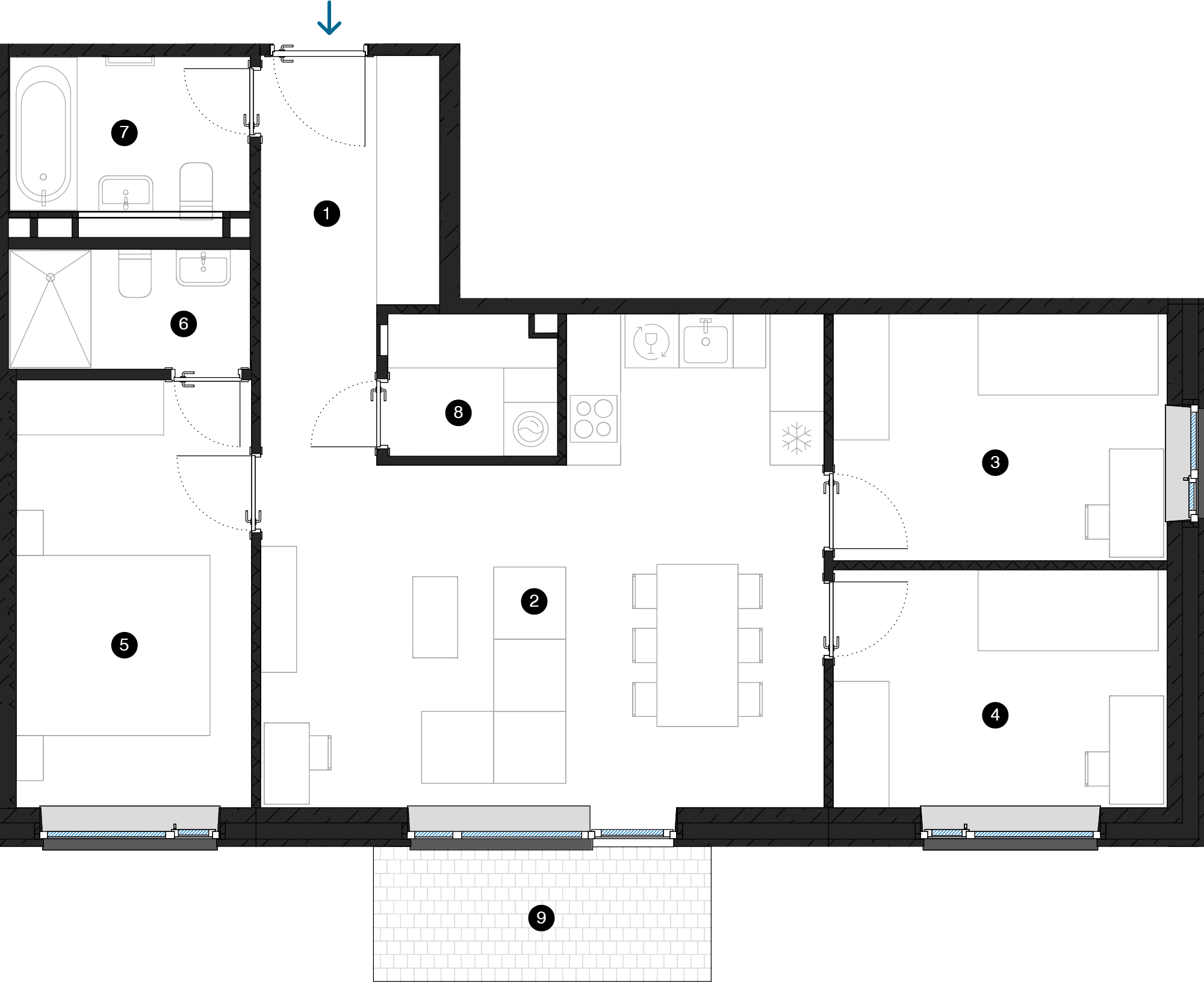 Pillar Jaunie dzīvokļi Iļģuciema mājas plānojums