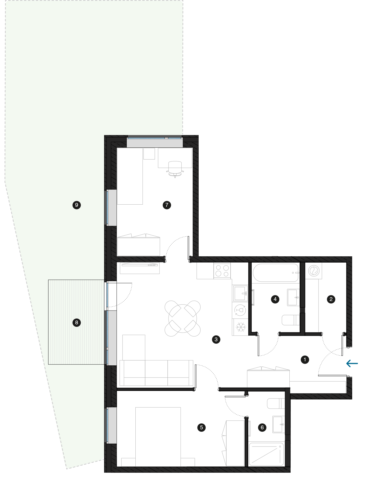 Pillar Jaunie dzīvokļi Mežciemā plānojums