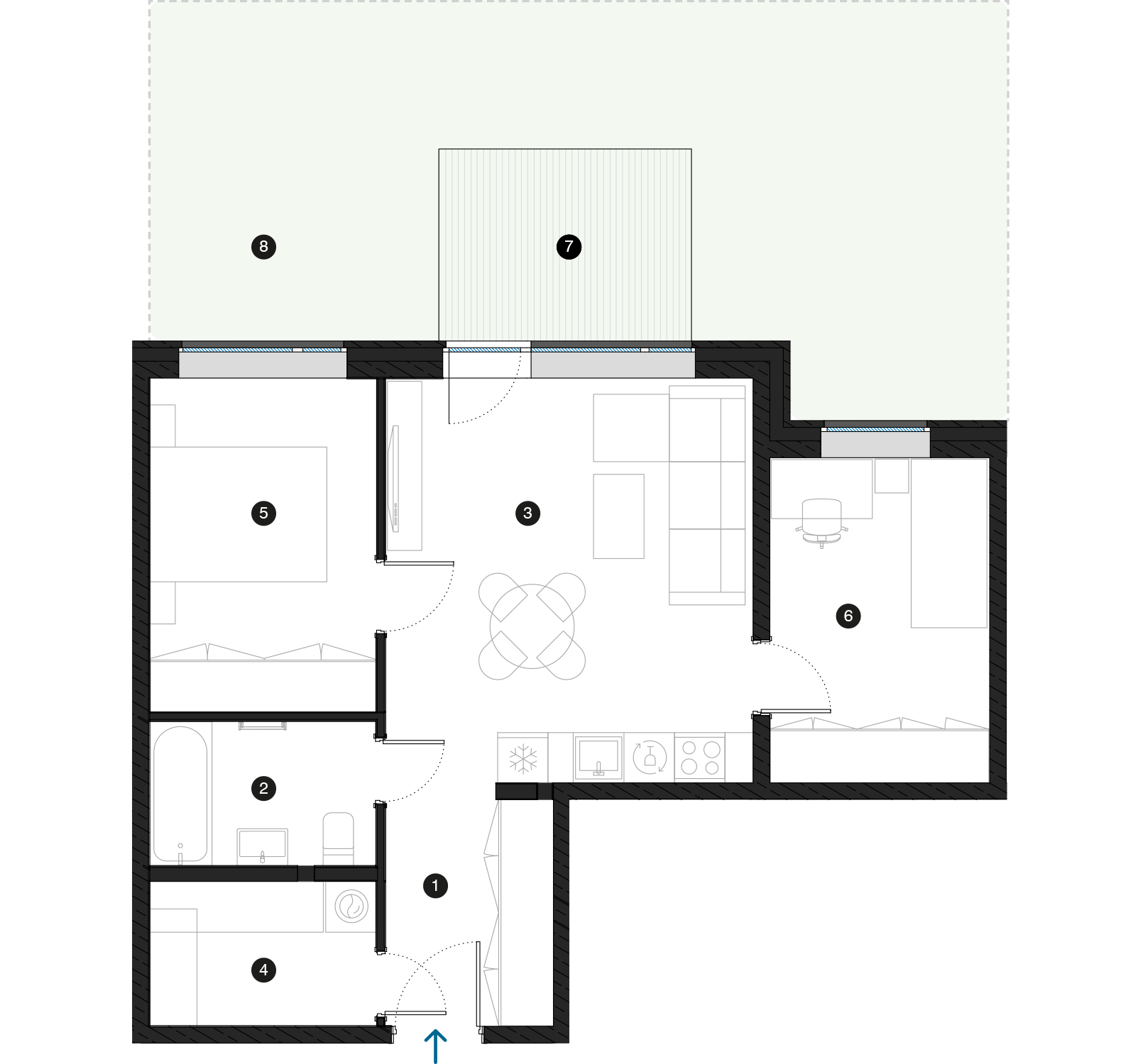 Pillar Jaunie dzīvokļi Mežciemā plānojums