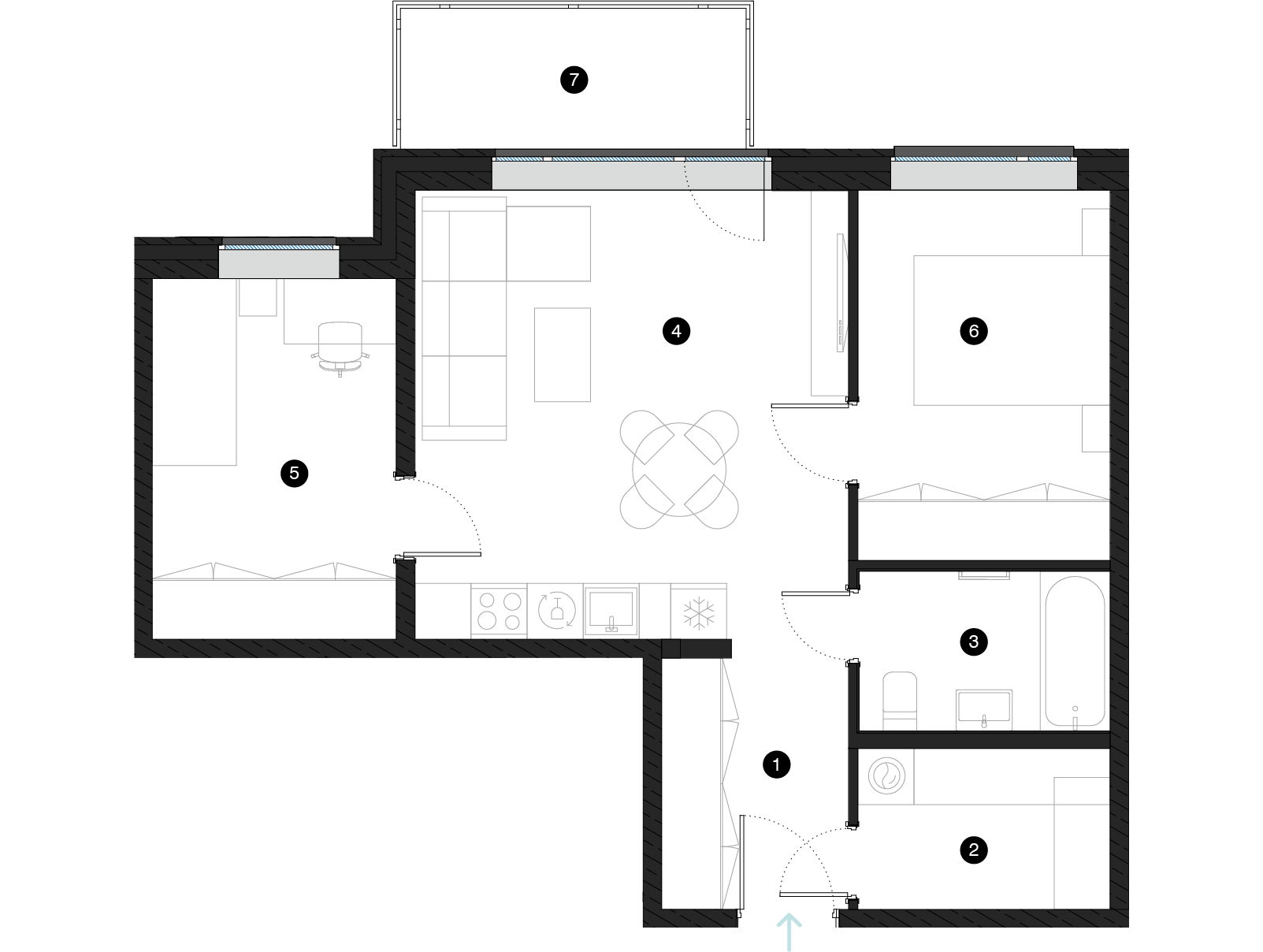Pillar Jaunie dzīvokļi Mežciemā plānojums