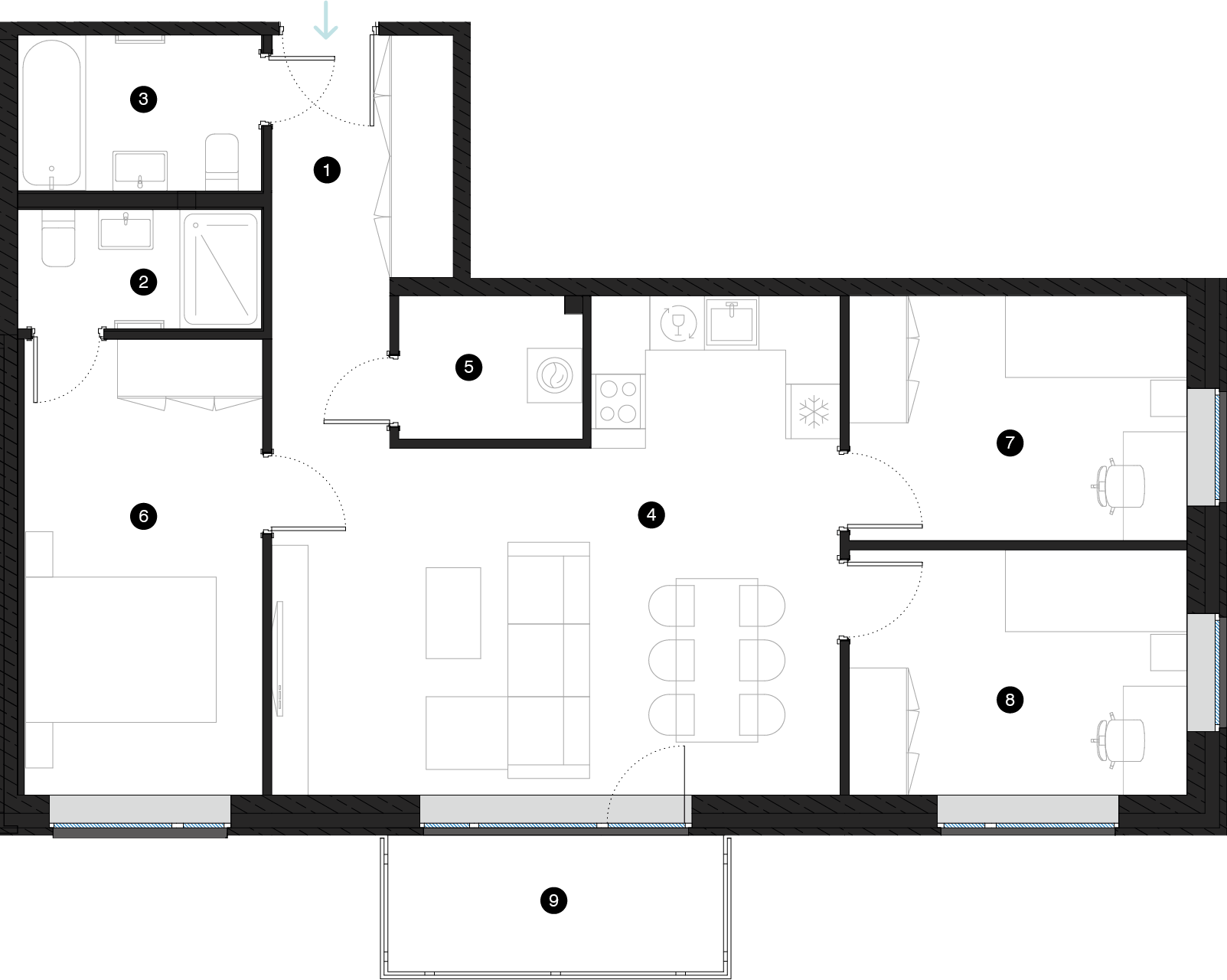 Pillar Jaunie dzīvokļi Mežciemā plānojums