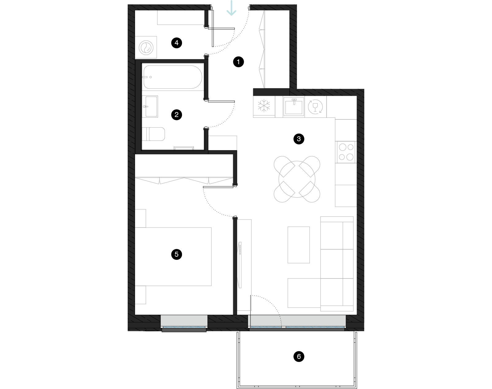 Pillar Jaunie dzīvokļi Mežciemā plānojums