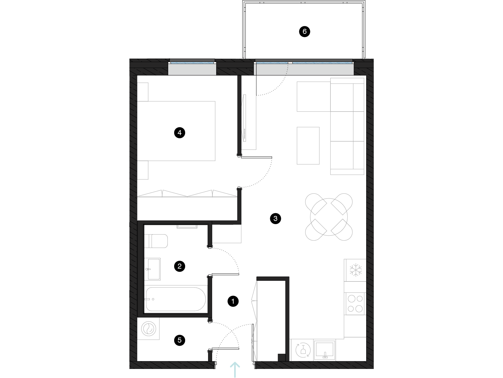 Pillar Jaunie dzīvokļi Mežciemā plānojums