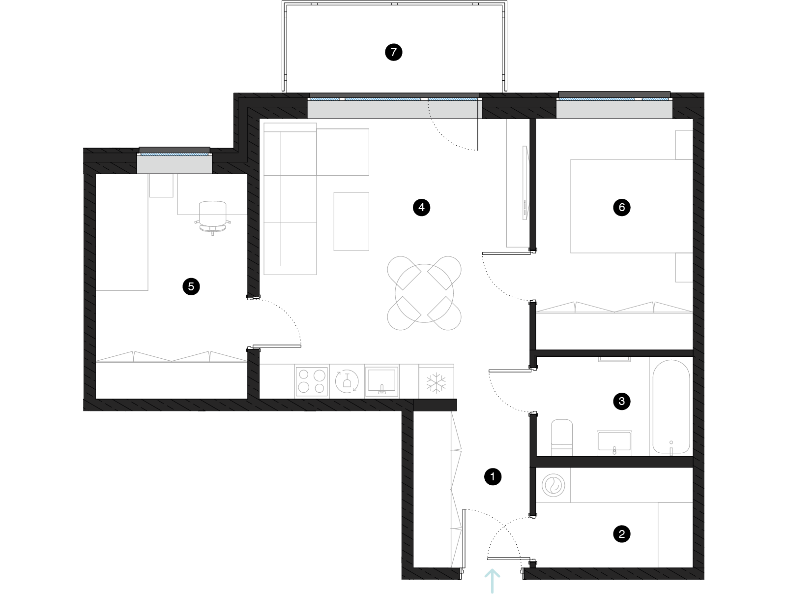 Pillar Jaunie dzīvokļi Mežciemā plānojums