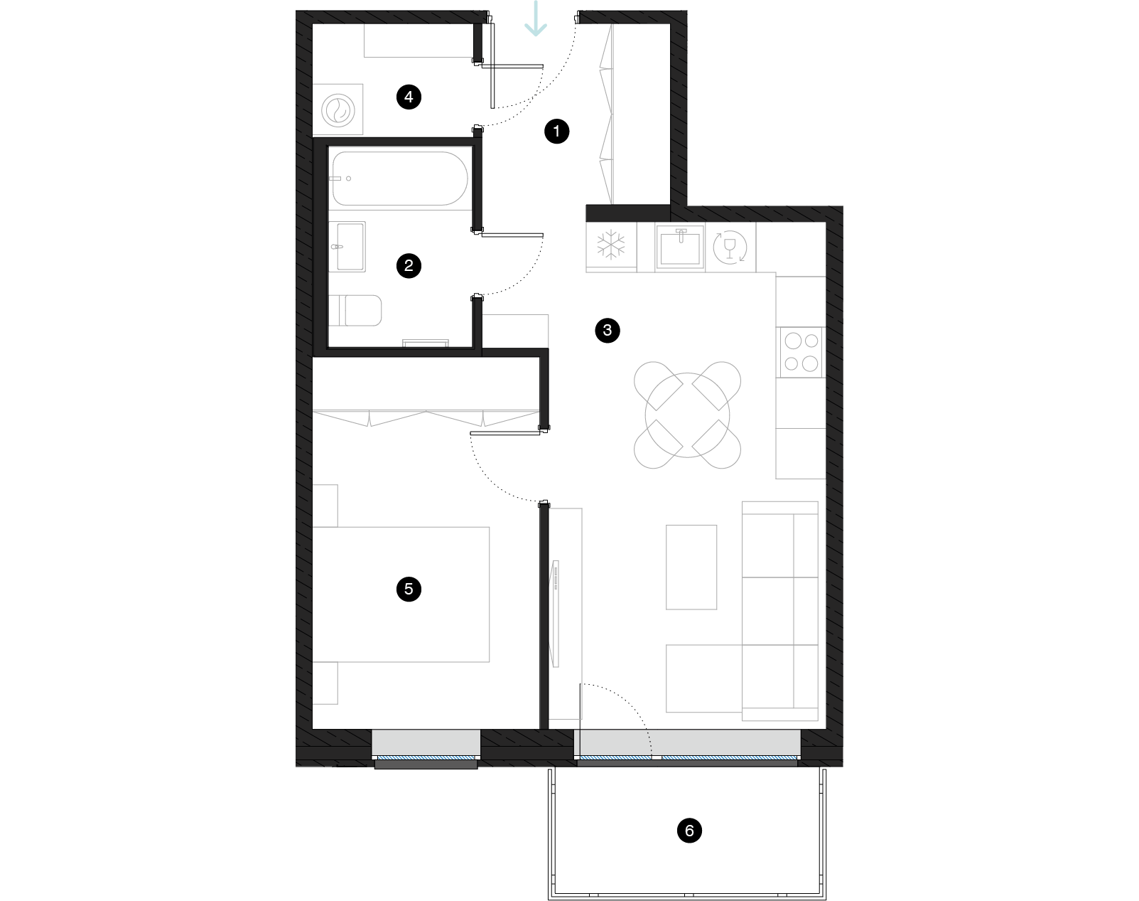 Pillar Jaunie dzīvokļi Mežciemā plānojums