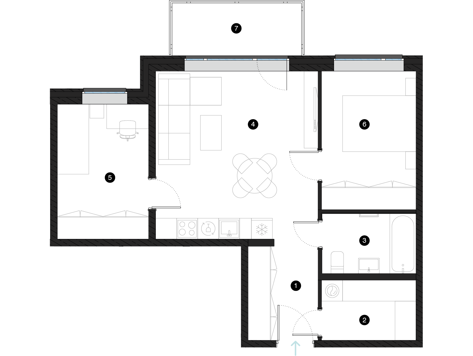 Pillar Jaunie dzīvokļi Mežciemā plānojums