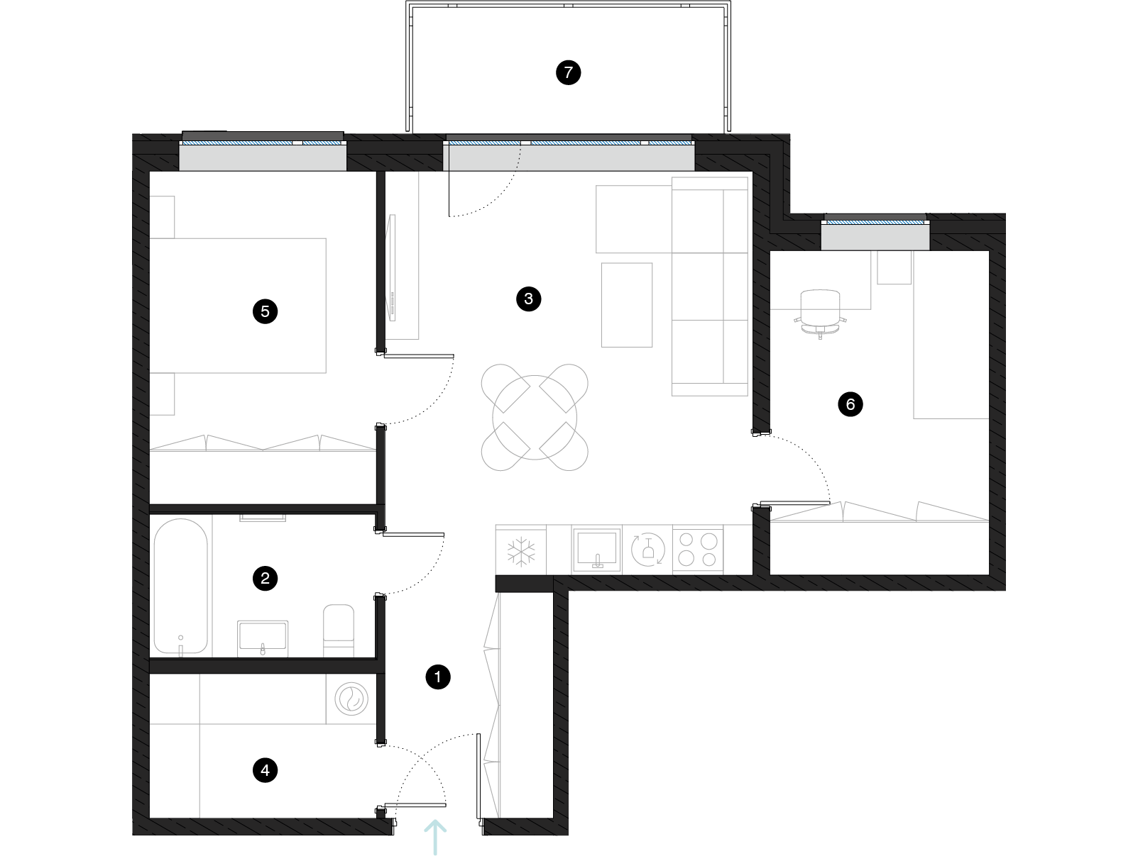 Pillar Jaunie dzīvokļi Mežciemā plānojums