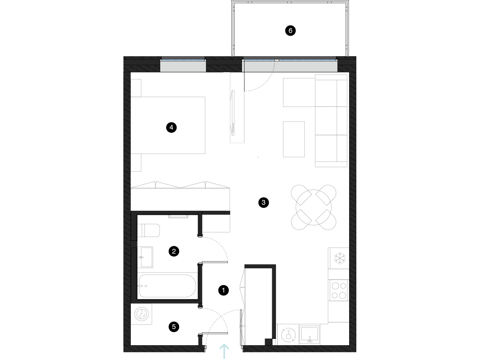 Pillar Jaunie dzīvokļi Mežciemā plānojums